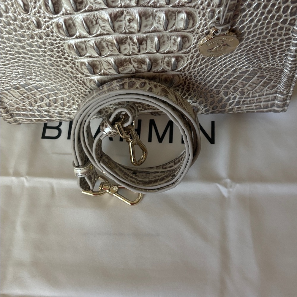 Brahmin Metallic Crocodile Embossed Tote - Picture 6 of 8